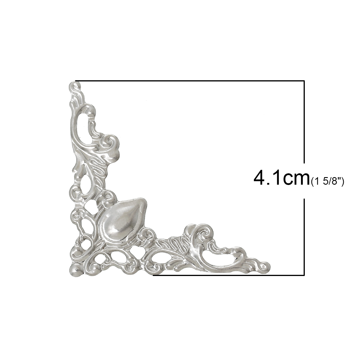 合金 装飾 三角形 シルバートーン 透かしパーツ 4.1cm x 4.1cm、 4 個 の画像