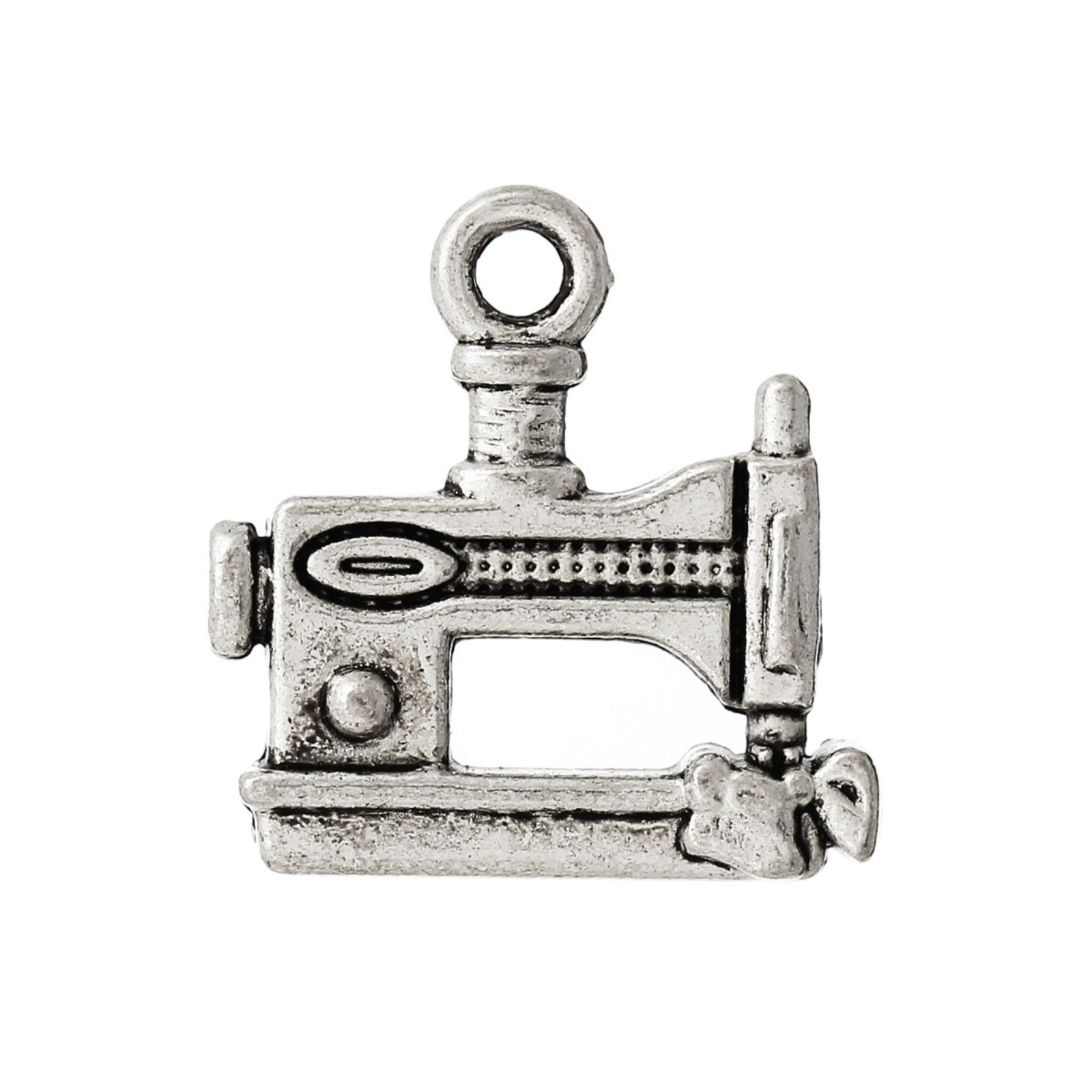 Picture of Zinc Metal Alloy Charm Pendants Sewing Machine Antique Silver Color 15mm( 5/8") x 15mm( 5/8"), 10 PCs
