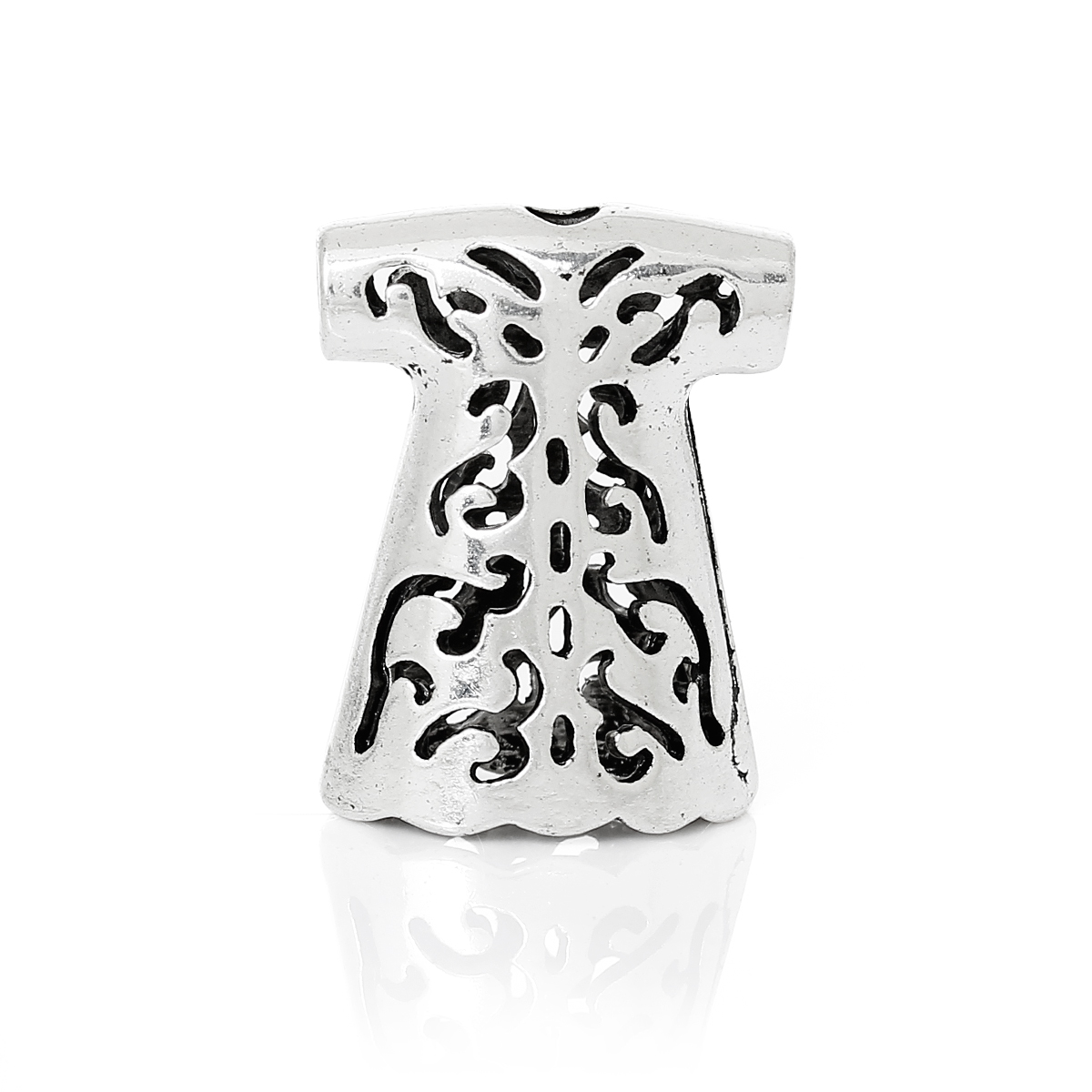 Picture of Zinc Based Alloy Spacer Flat Beads Clothes Antique Silver Color About 23mm x 18mm, Hole: Approx 3mm, 5 PCs