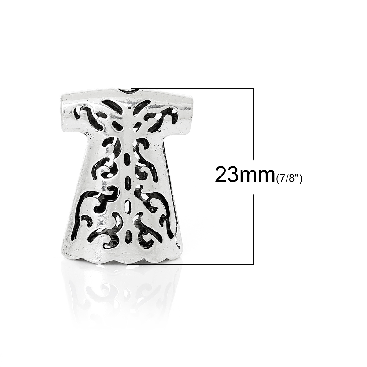 Picture of Zinc Based Alloy Spacer Flat Beads Clothes Antique Silver Color About 23mm x 18mm, Hole: Approx 3mm, 5 PCs