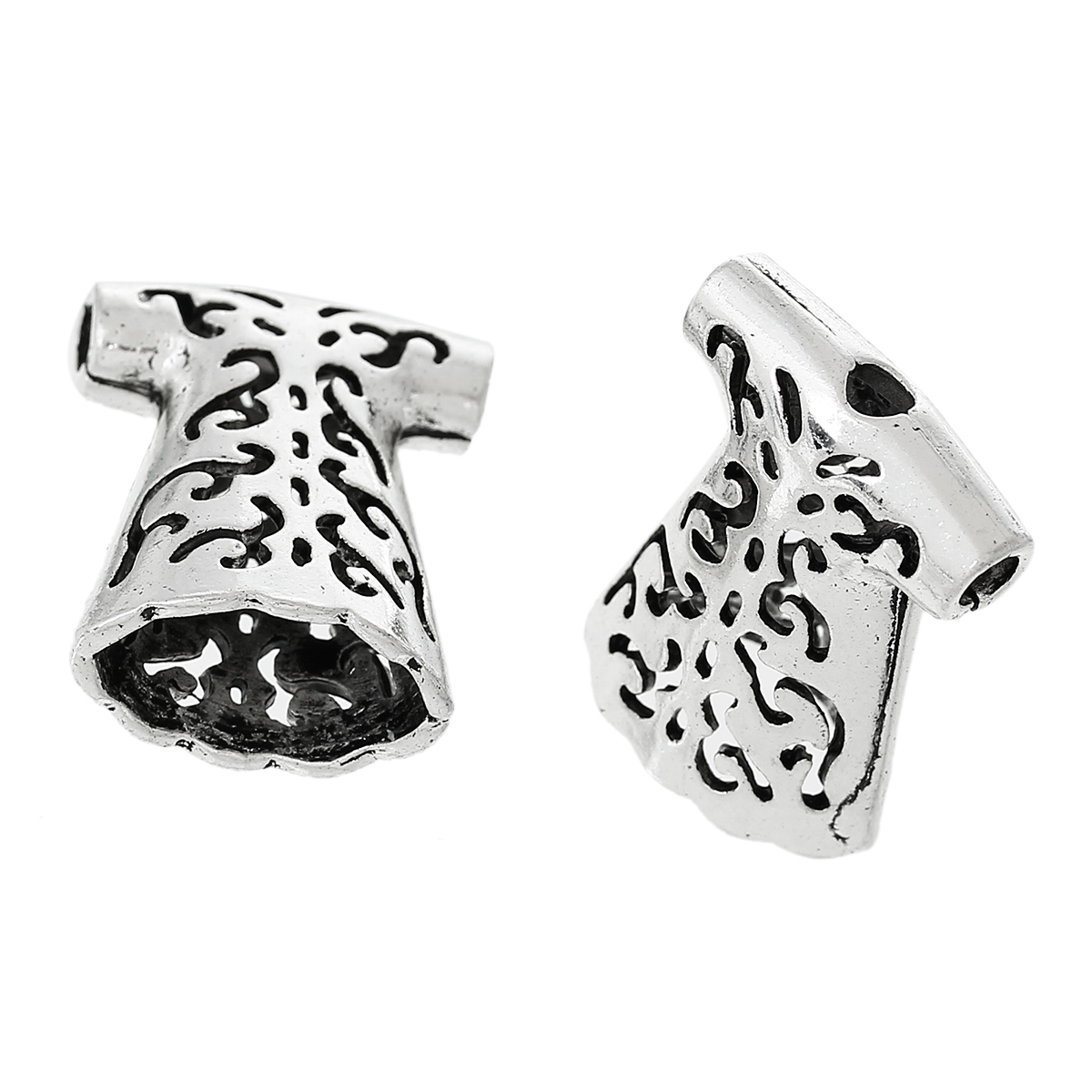 Picture of Zinc Based Alloy Spacer Flat Beads Clothes Antique Silver Color About 23mm x 18mm, Hole: Approx 3mm, 5 PCs