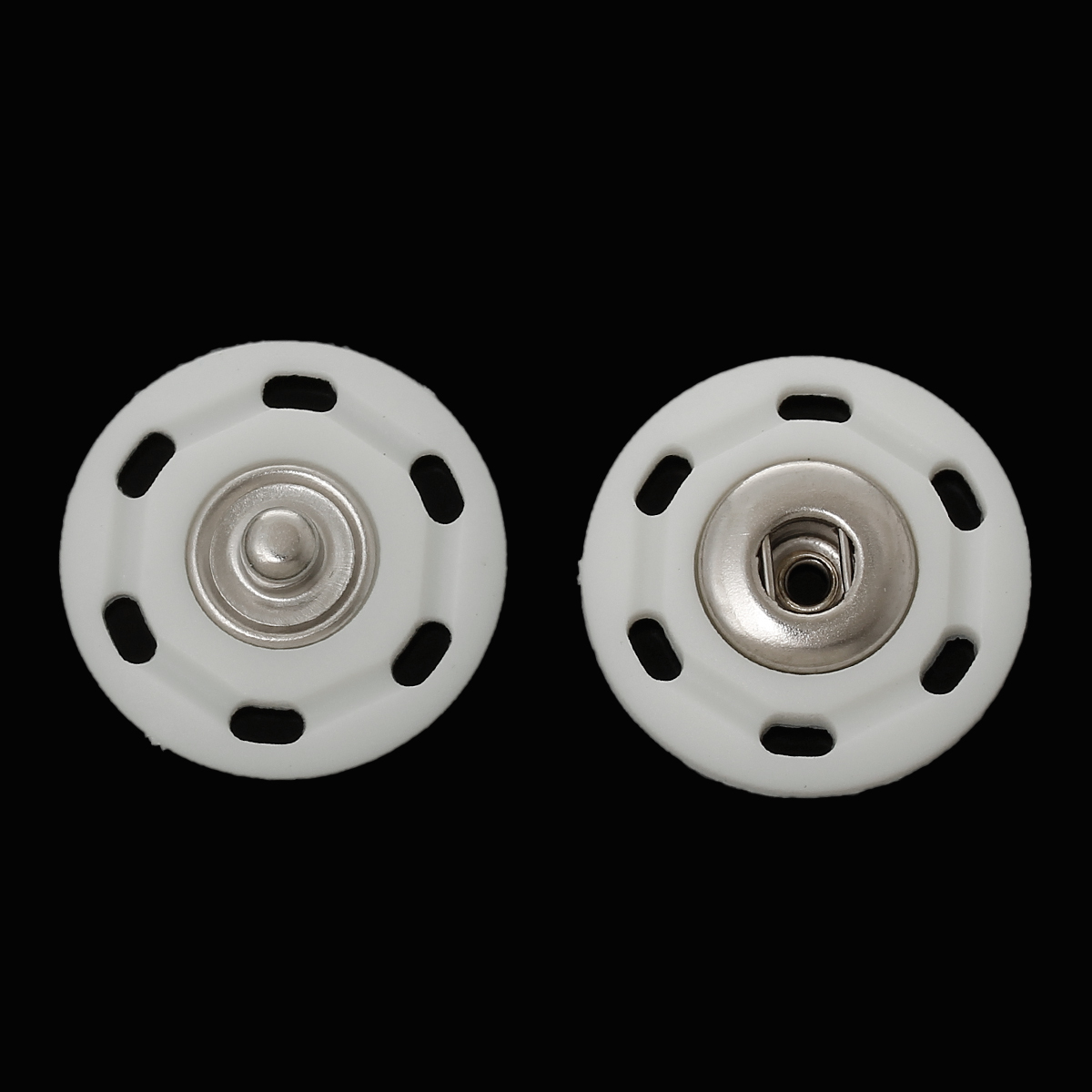 Picture of Nylon Snap Fastener Buttons Round White 25mm Dia, 2 Sets