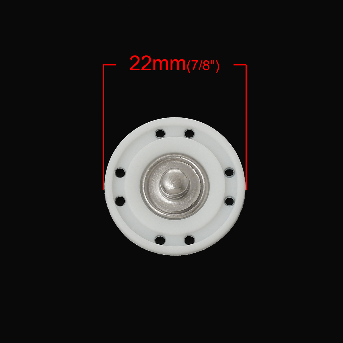 Picture of Copper & Resin Sewing Snap Buttons Round White 22mm( 7/8") Dia, 20 Sets(2 PCs/Set)