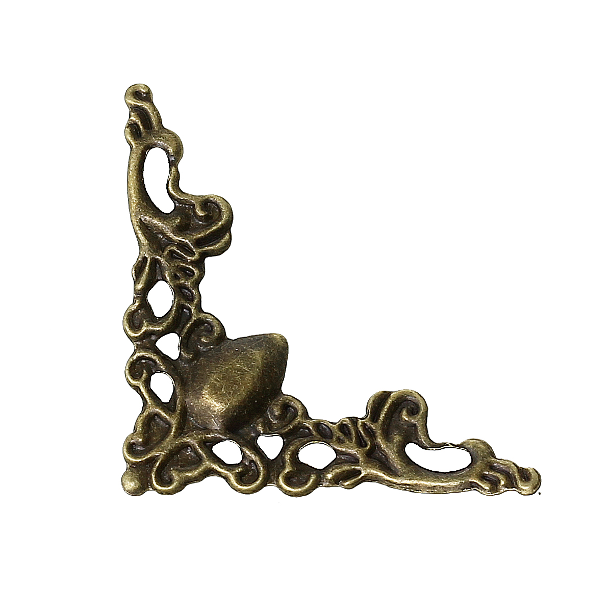 Picture of Iron Based Alloy Filigree Stamping Embellishments Findings Triangle Antique Bronze 22mm( 7/8") x 22mm( 7/8"), 100 PCs