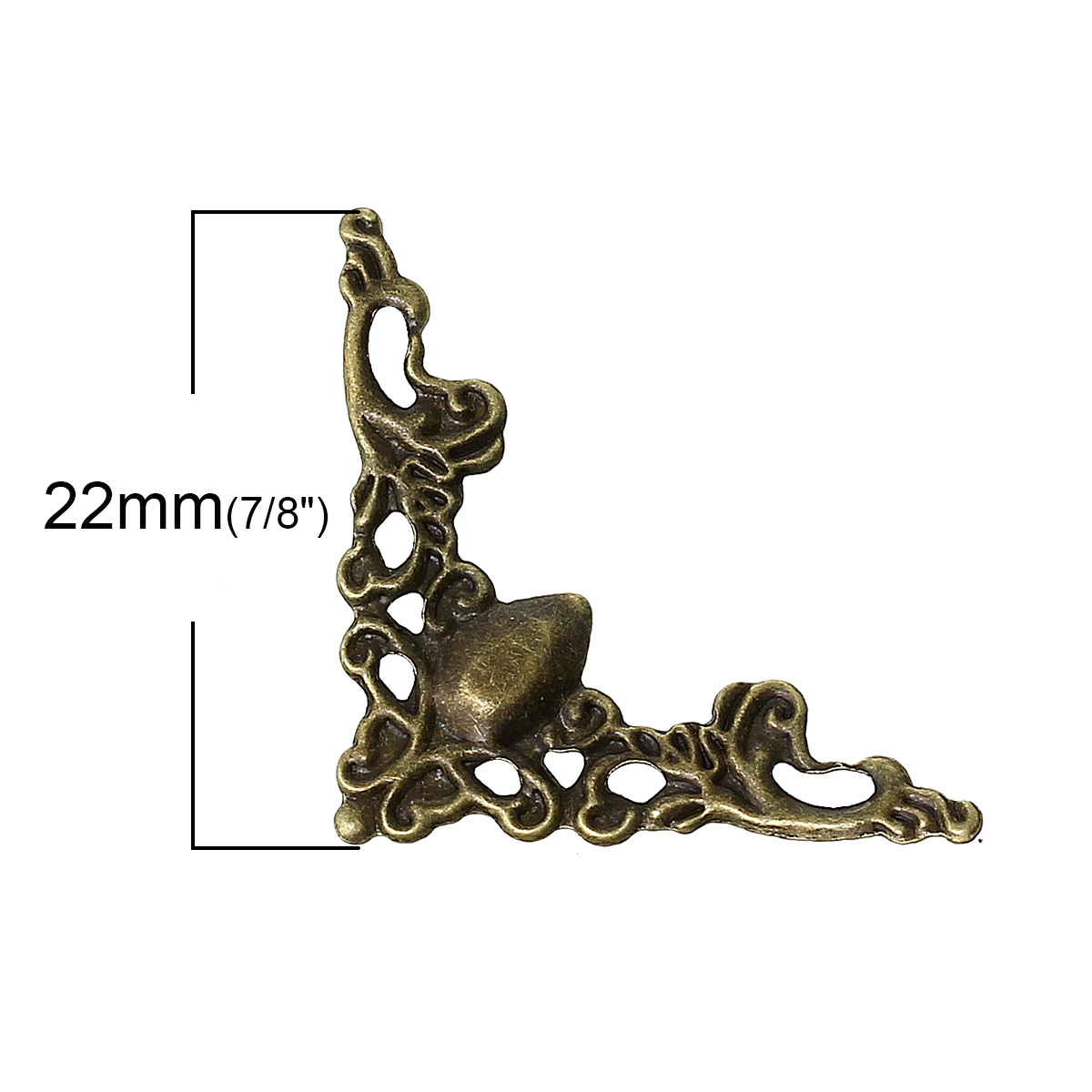 Picture of Iron Based Alloy Filigree Stamping Embellishments Findings Triangle Antique Bronze 22mm( 7/8") x 22mm( 7/8"), 100 PCs