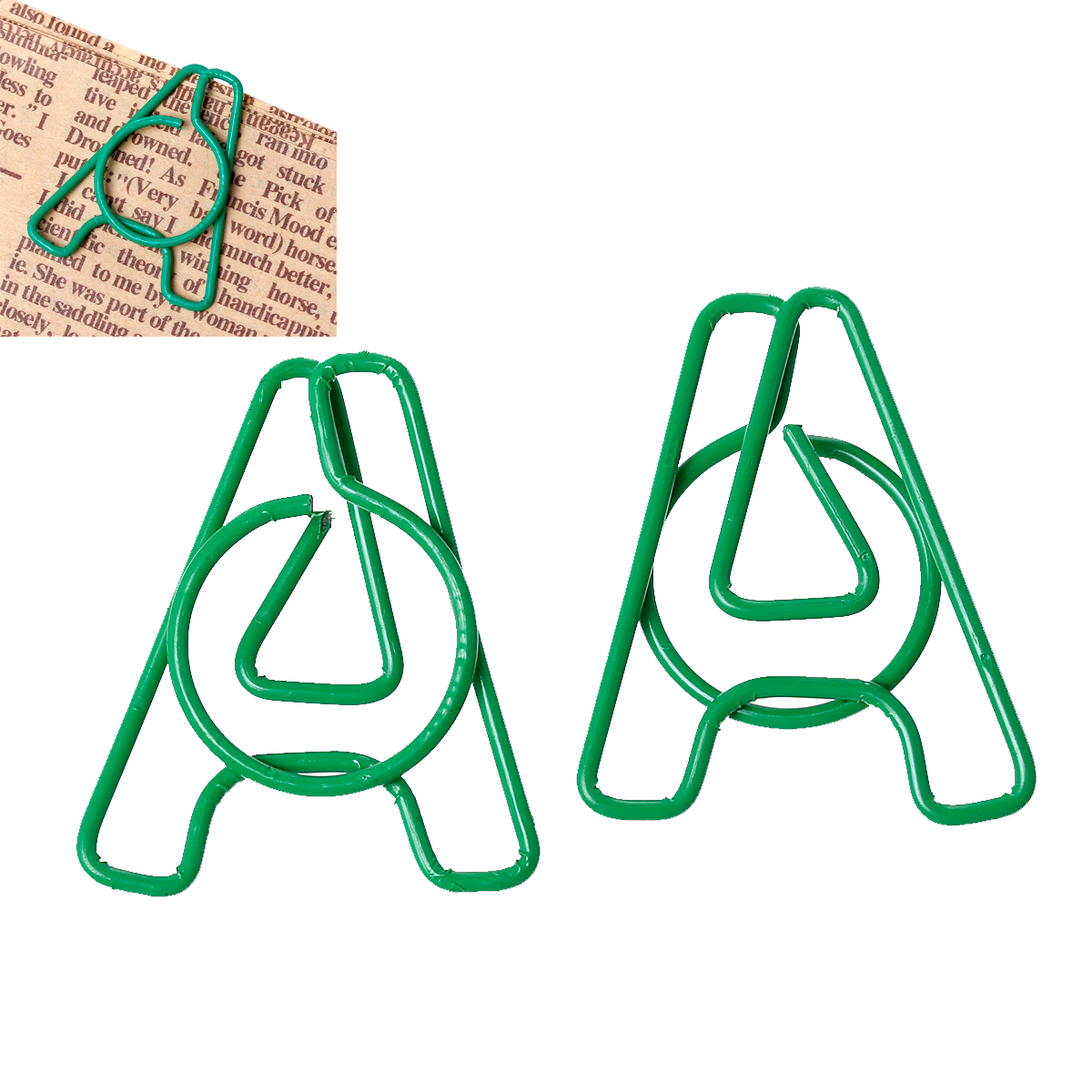 Picture of Bookmarks Paper Clip Alphabet/Letter "A" Green 29.0mm x 25.0mm, 50 PCs