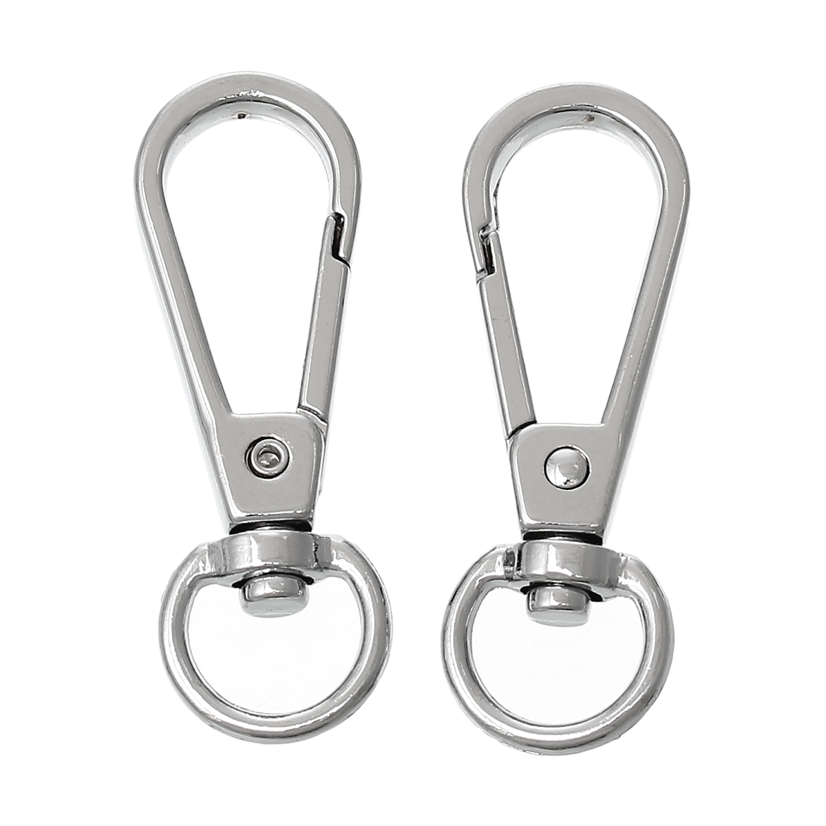Picture of Zinc Based Alloy Keychain & Keyring Swivel Clasp Silver Tone 48mm x 16mm, 10 PCs