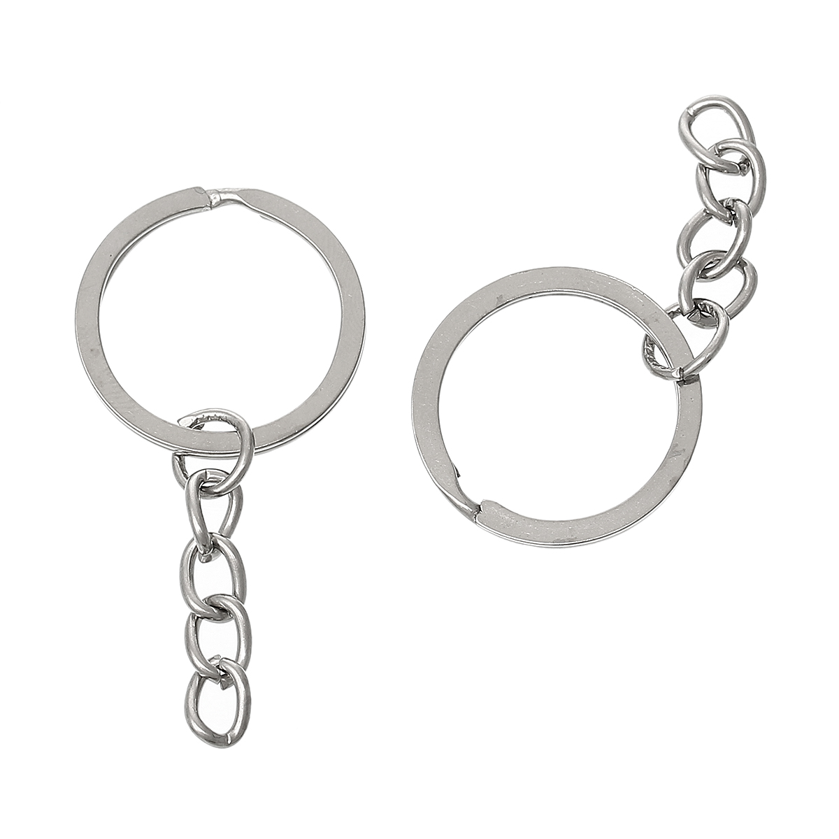 Picture of Iron Based Alloy Keychain & Keyring Round Silver Tone 51mm x 24mm, 100 PCs