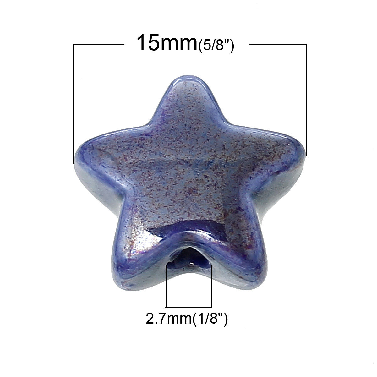 Picture of Ceramics Beads Pentagram Star At Random Mixed About 15mm x15mm, Hole: Approx 2.7mm, 10 PCs