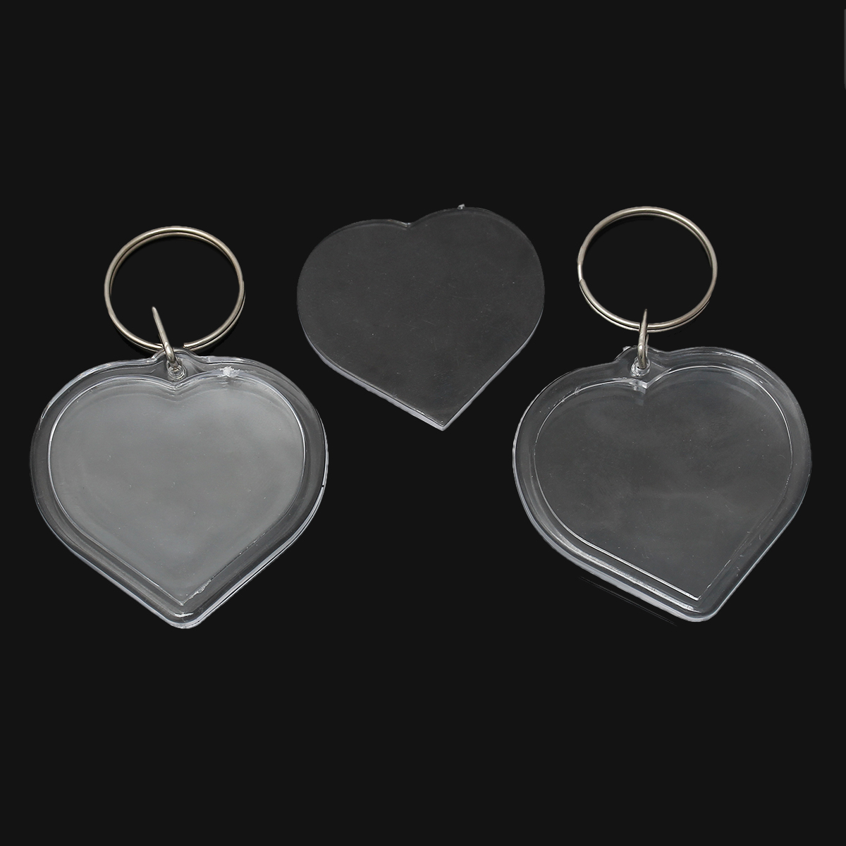Picture of Acrylic Photo Picture Frames Keychain & Keyring Heart Transparent 7.8cm x 5cm, 10 PCs
