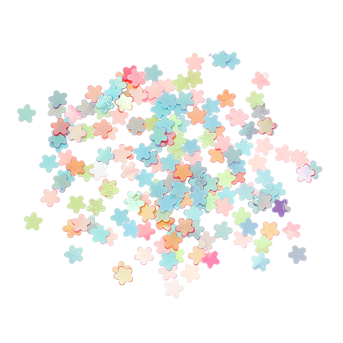 Picture of PVC Sequins Paillettes Flower At Random Mixed AB Color 3mm x 3mm(1/8"x1/8"), 100 Grams