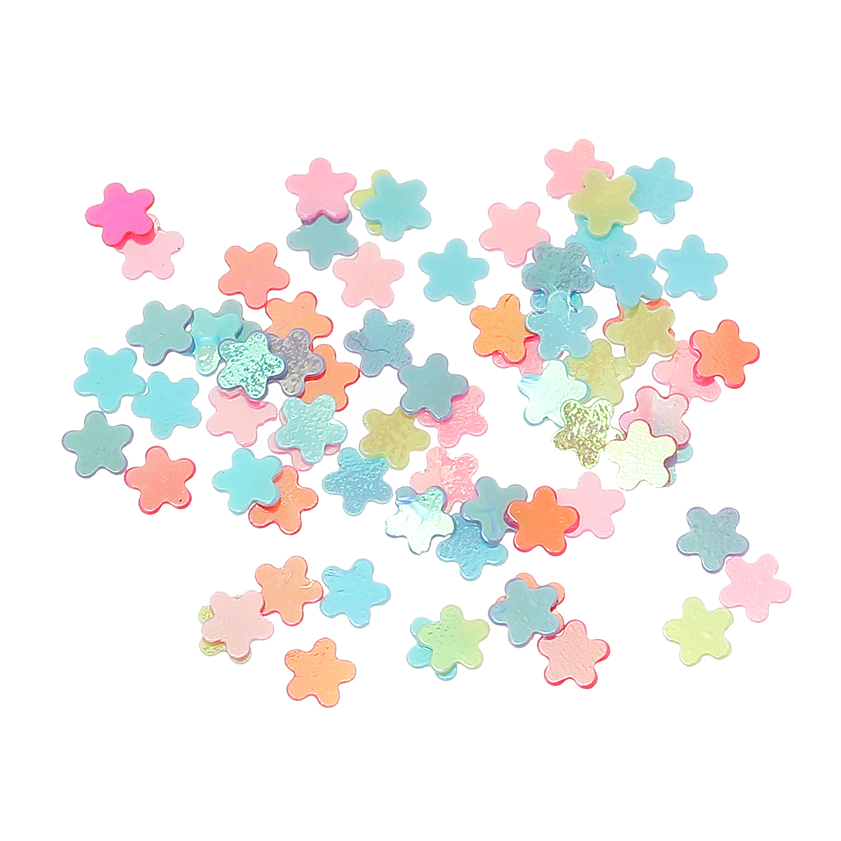 Picture of PVC Sequins Paillettes Flower At Random Mixed AB Color 3mm x 3mm(1/8"x1/8"), 100 Grams