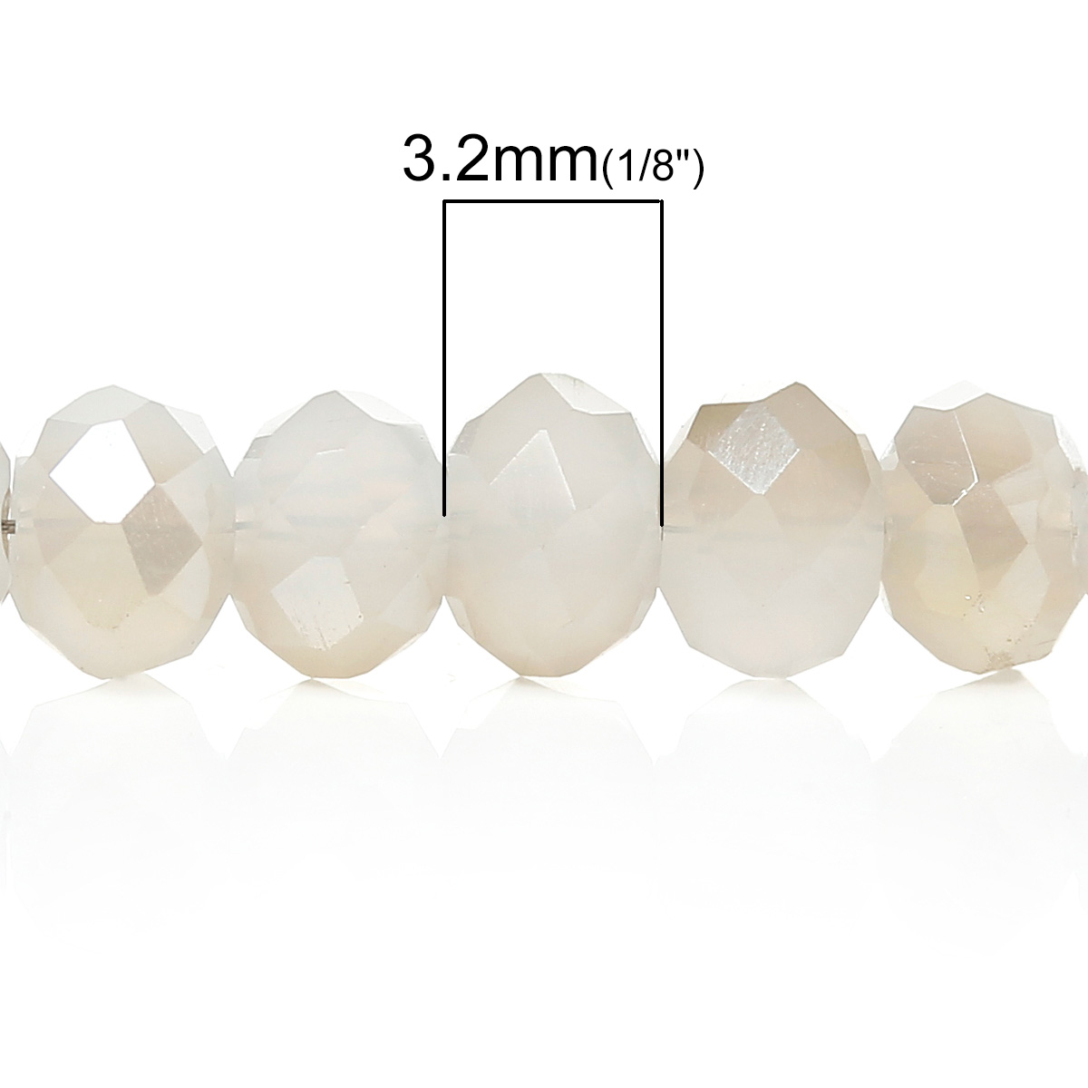 Picture of Crystal Glass Loose Beads Round Light Golden & White Faceted About 4mm Dia, Hole: Approx 1mm, 46.2cm long, 1 Strand (Approx 148 PCs/Strand)