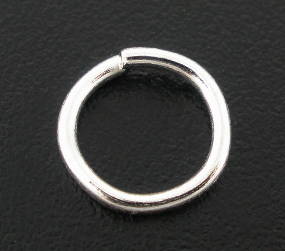 Picture of 400 PCs 8mm Dia., 1mm(18 gauge) Iron Based Alloy Open Jump Rings Findings For Jewelry Making Silver Plated Round