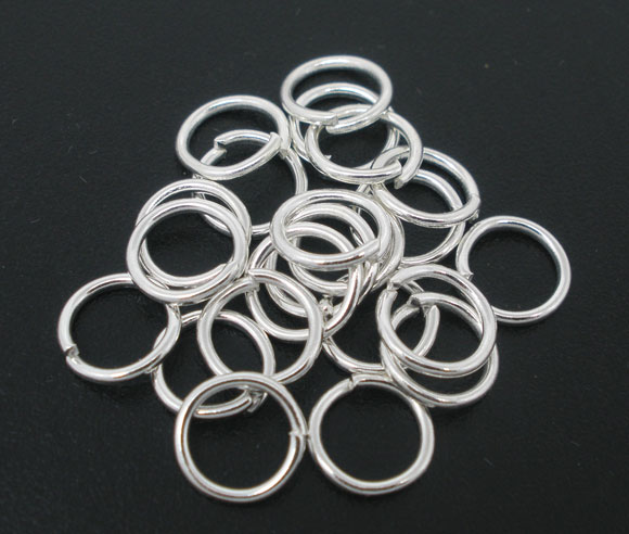 Picture of 400 PCs 8mm Dia., 1mm(18 gauge) Iron Based Alloy Open Jump Rings Findings For Jewelry Making Silver Plated Round