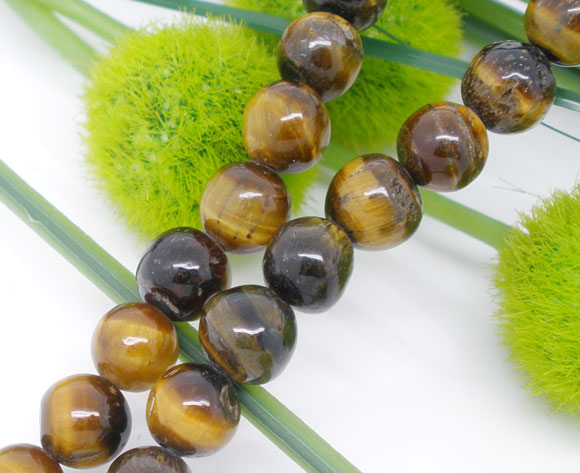 Picture of (Grade A) Tiger's Eyes (Natural) Loose Beads Round Dark Brown About 6mm( 2/8") Dia, Hole: Approx 1.1mm, 38cm(15") long, 1 Strand (Approx 64 PCs/Strand)