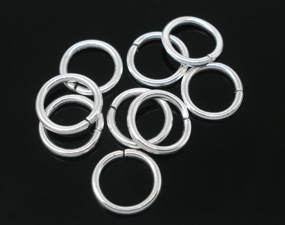 Picture of 300 PCs 9mm Dia., 1.2mm(17 gauge) Iron Based Alloy Open Jump Rings Findings For Jewelry Making Silver Plated Round