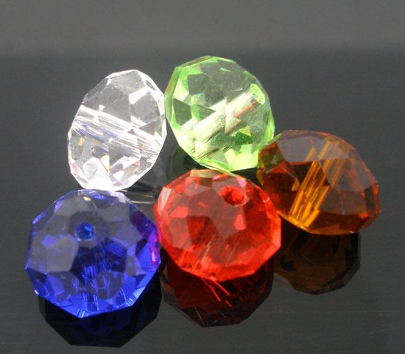 Picture of Crystal Glass Loose Beads Round Mixed Transparent Faceted About 10mm Dia, Hole: Approx 1.4mm, 50 PCs