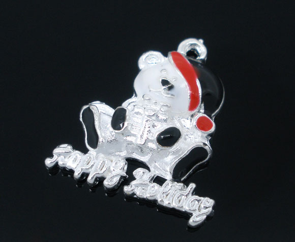 Imagen de Colgantes Cobre de Oso Argentado Rhinestone 20.0mm x 18.0mm, 10 Unidades 