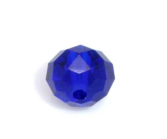 Picture of Crystal Glass Loose Beads Round Deep Blue Transparent Faceted About 6mm Dia, Hole: Approx 0.8mm, 100 PCs