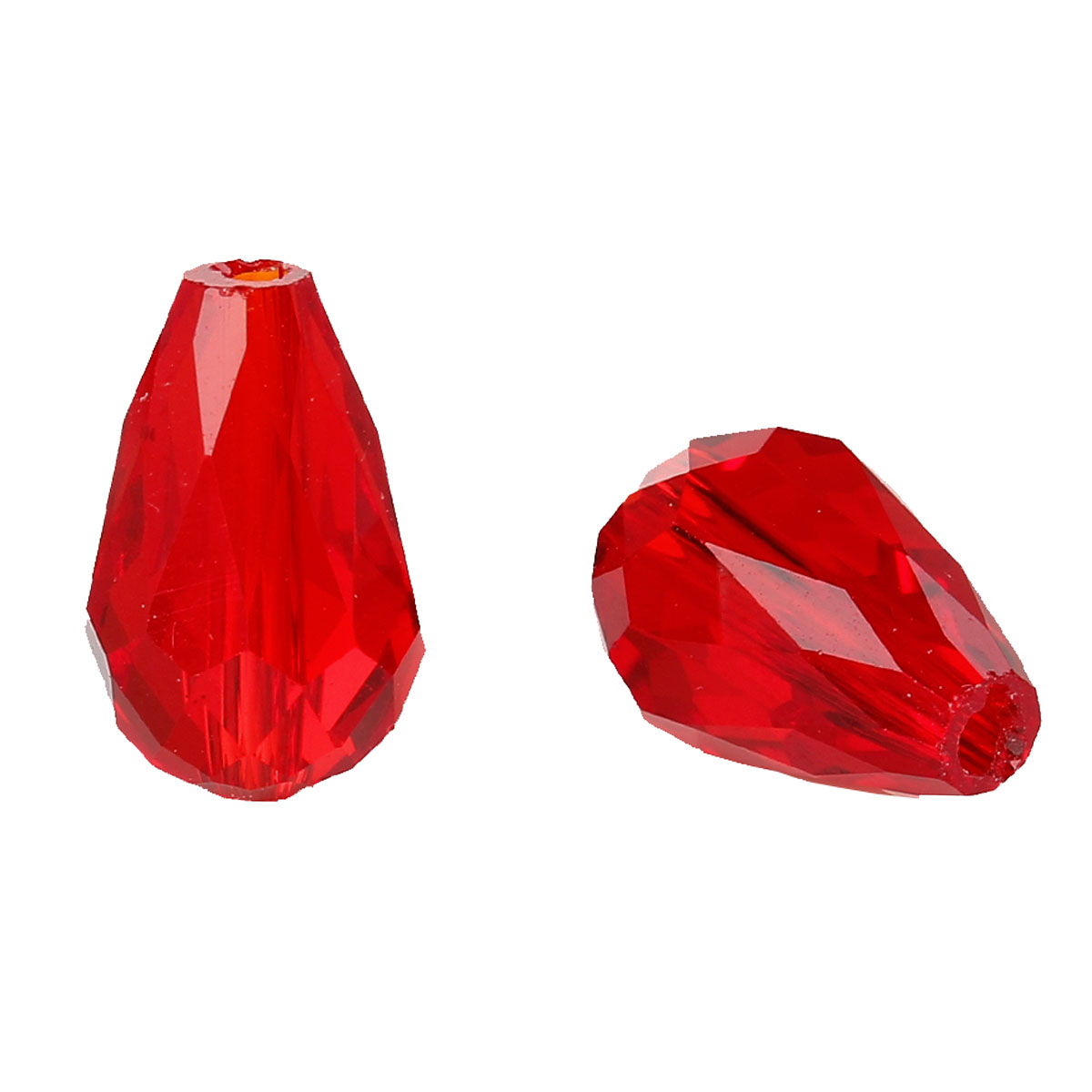 Picture of Crystal Glass Loose Beads Teardrop Red Transparent Faceted About 11mm x 8mm, Hole: Approx 1mm, 50 PCs
