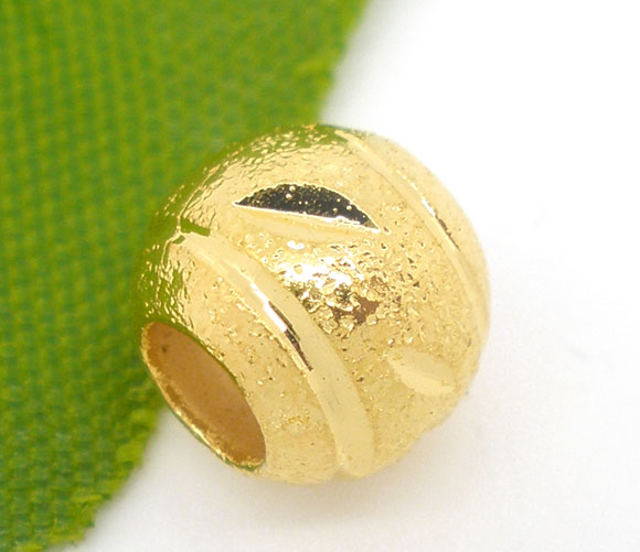 Immagine di Ottone Separatori Perline Palla Oro Placcato Sparkledust Circa 8mm Dia, Foro:Circa 3.8mm, 50 Pz