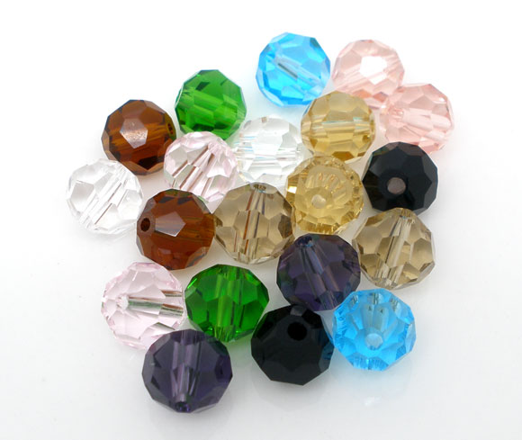 Picture of Crystal Glass Loose Beads Ball Mixed Transparent Faceted About 8mm Dia, Hole: Approx 1.1mm, 50 PCs