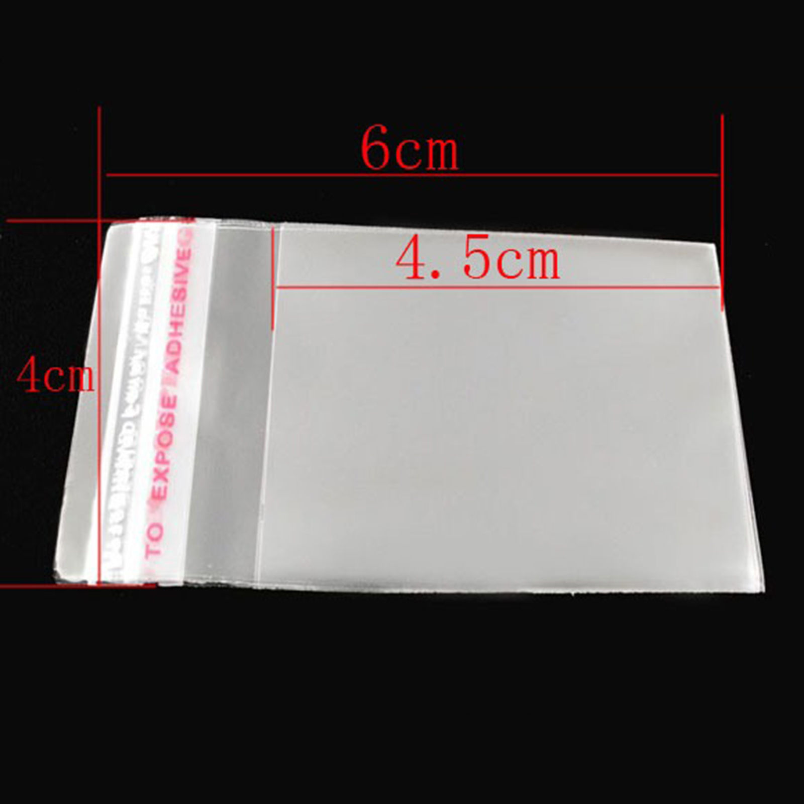 Picture of 2000 PCs Plastic Self Seal Self Adhesive Bags Rectangle Transparent Clear (Usable Space: 4.5x4cm) 6cm x 4cm