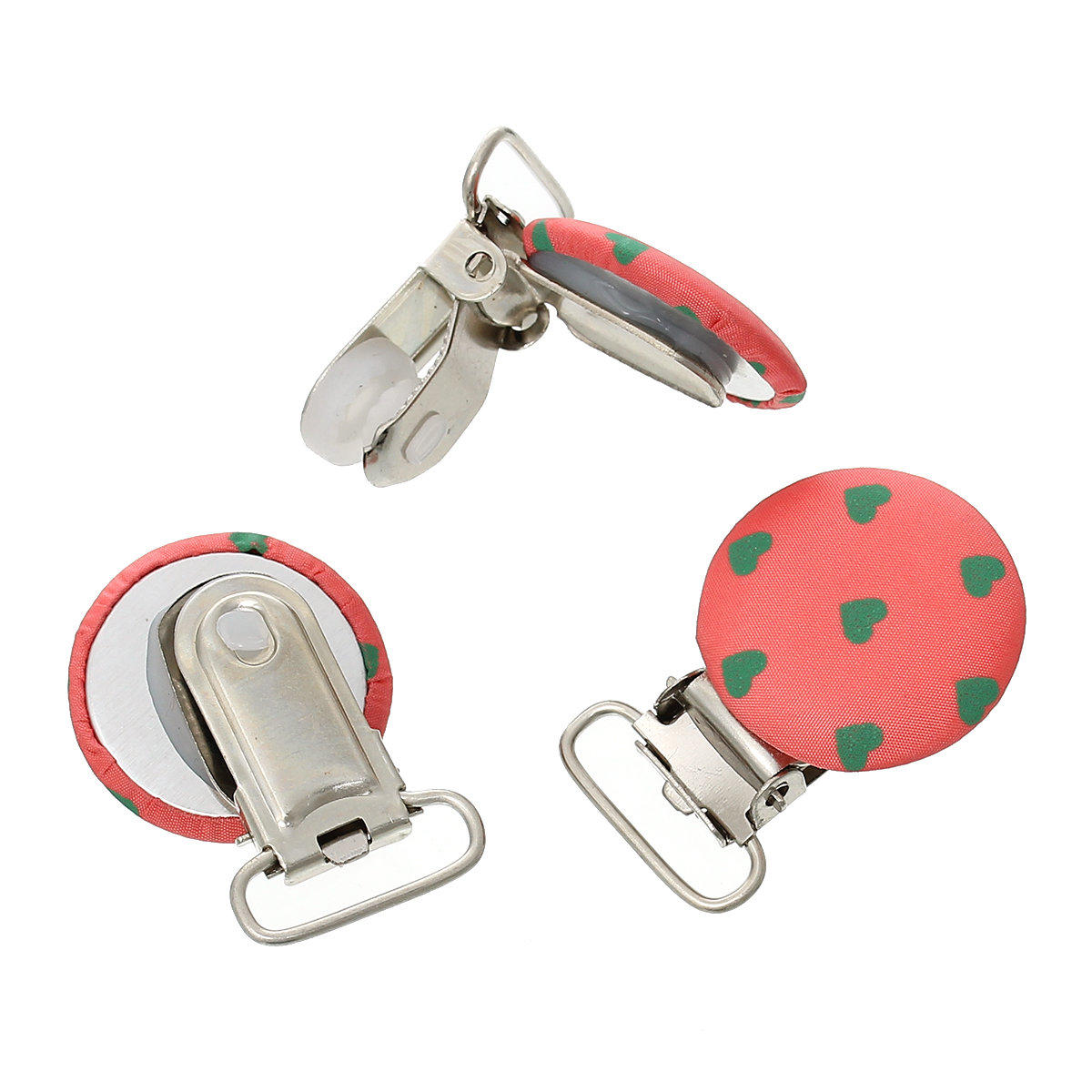 Imagen de Aleación Niño Pinzas para chupetes Ronda Rojo Sandía 4.1cm x 28mm, 10 Unidades