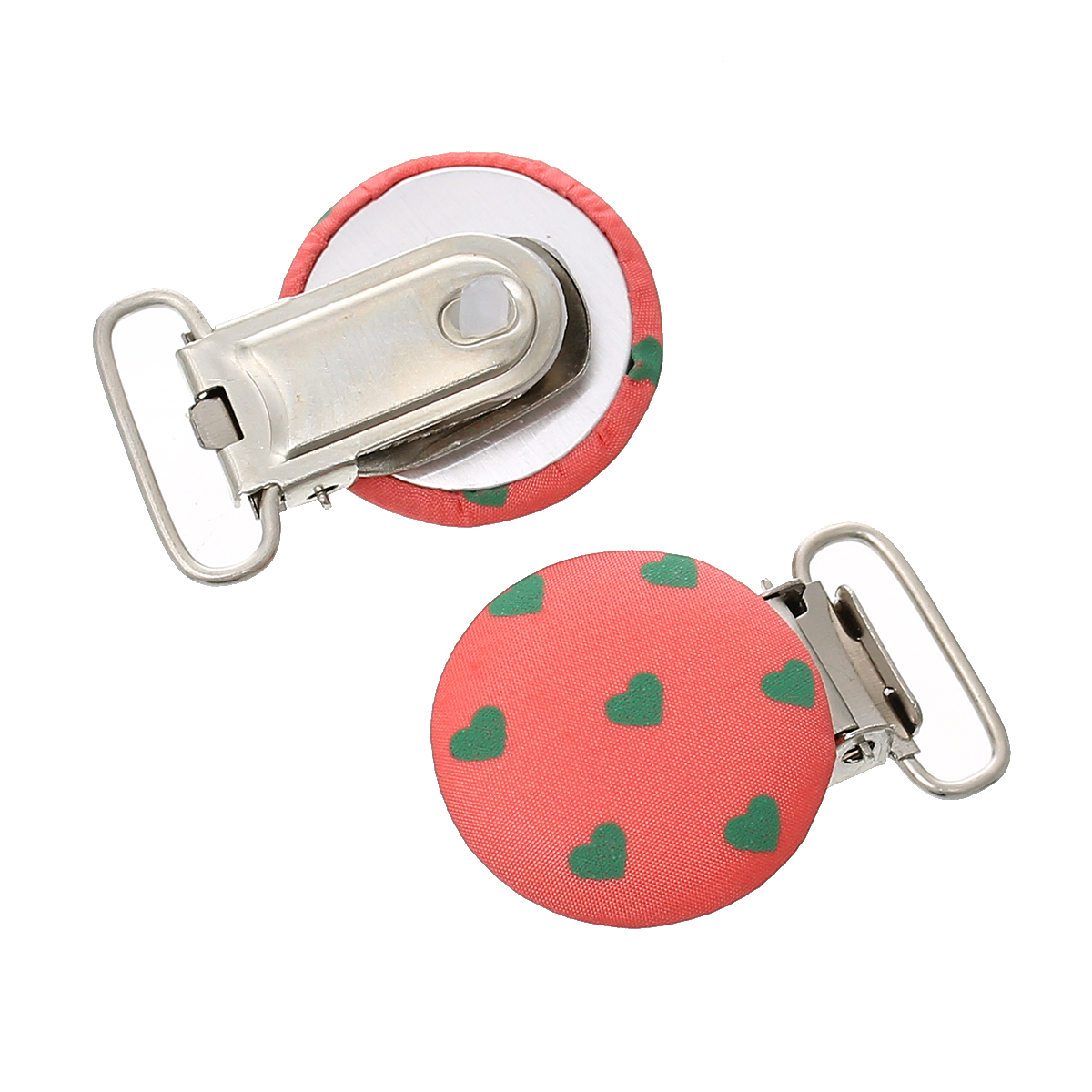 Imagen de Aleación Niño Pinzas para chupetes Ronda Rojo Sandía 4.1cm x 28mm, 10 Unidades