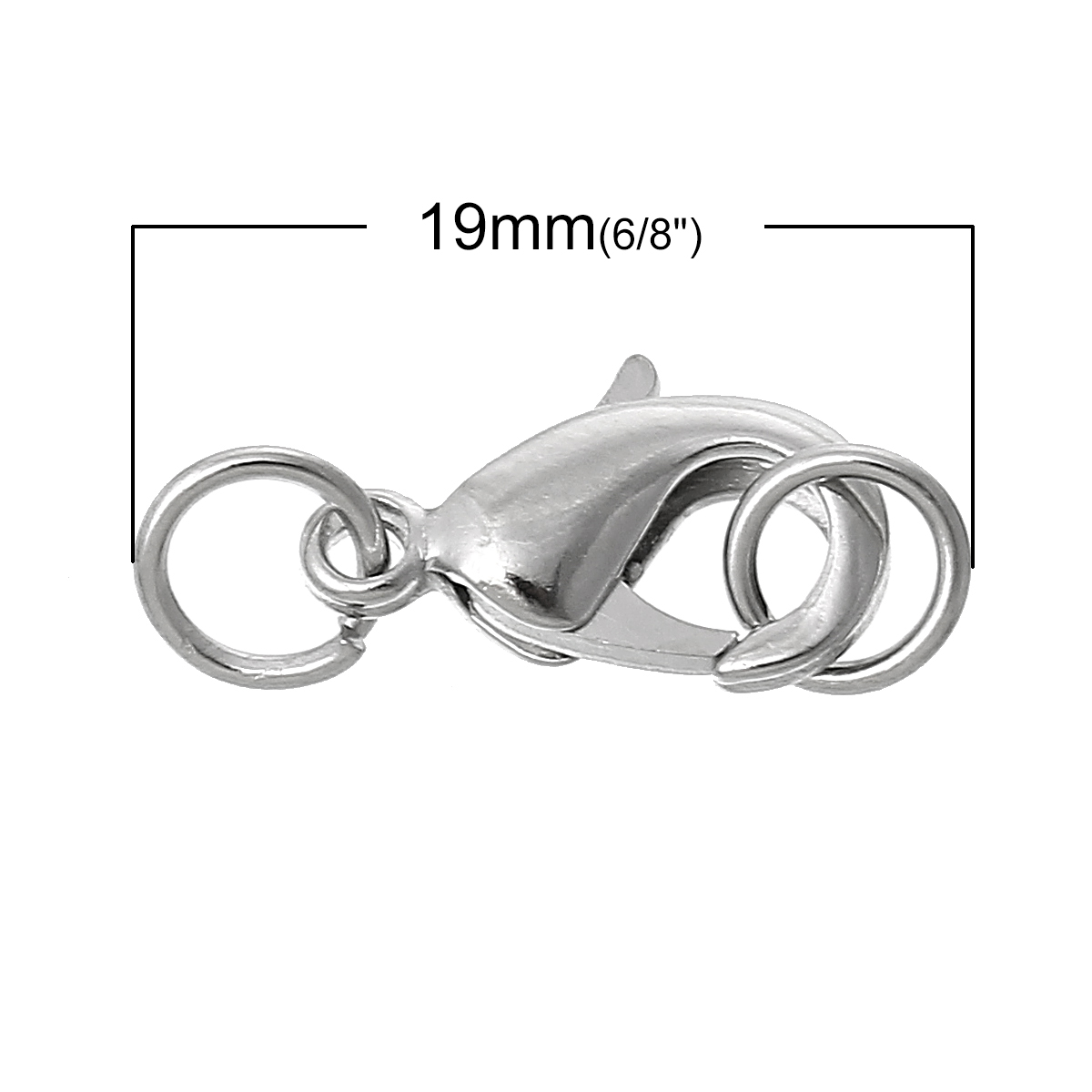 Imagen de Corchete de la Langosta Latón ,Tono de Plata 19mm x 7mm, 20 Unidades