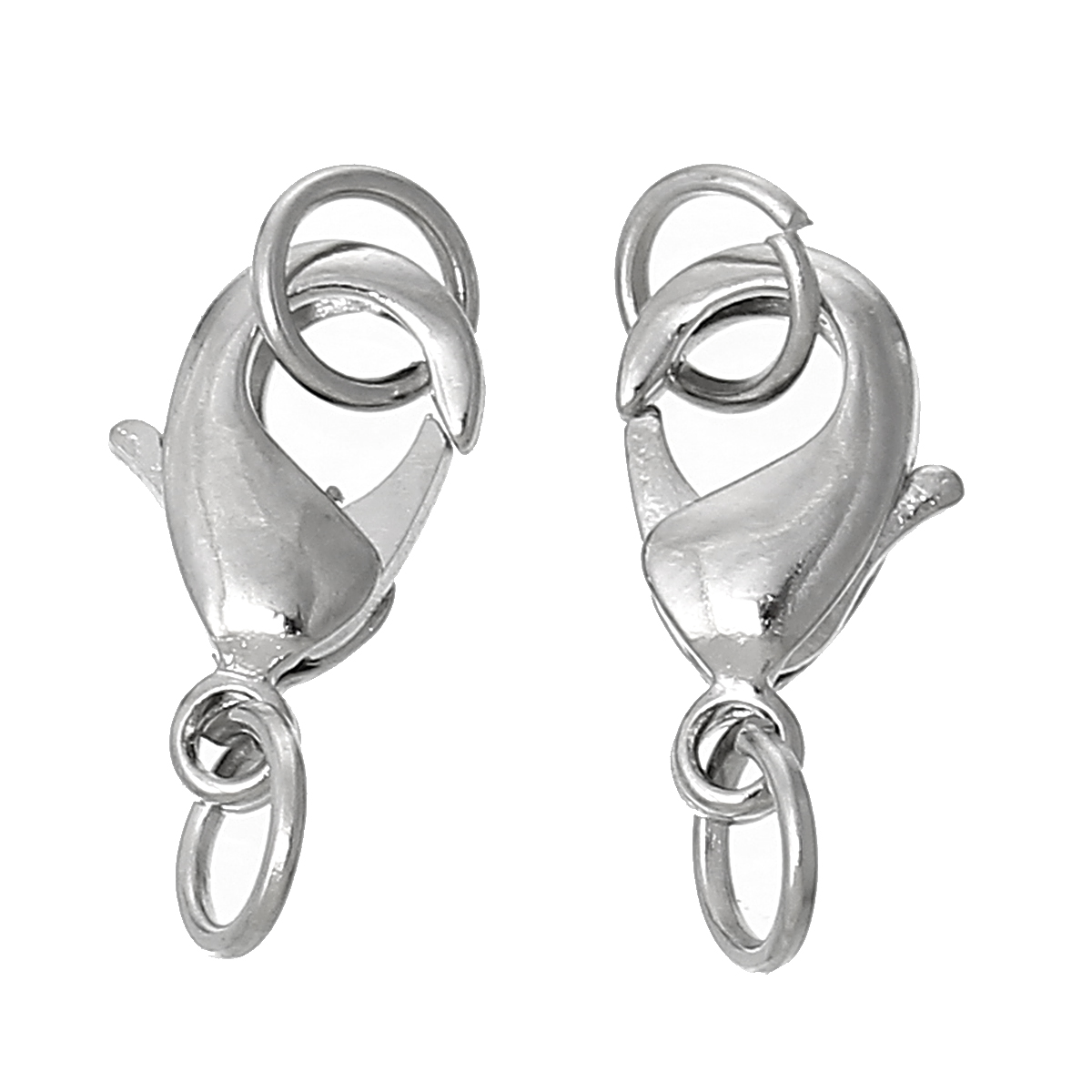 Imagen de Corchete de la Langosta Latón ,Tono de Plata 19mm x 7mm, 20 Unidades