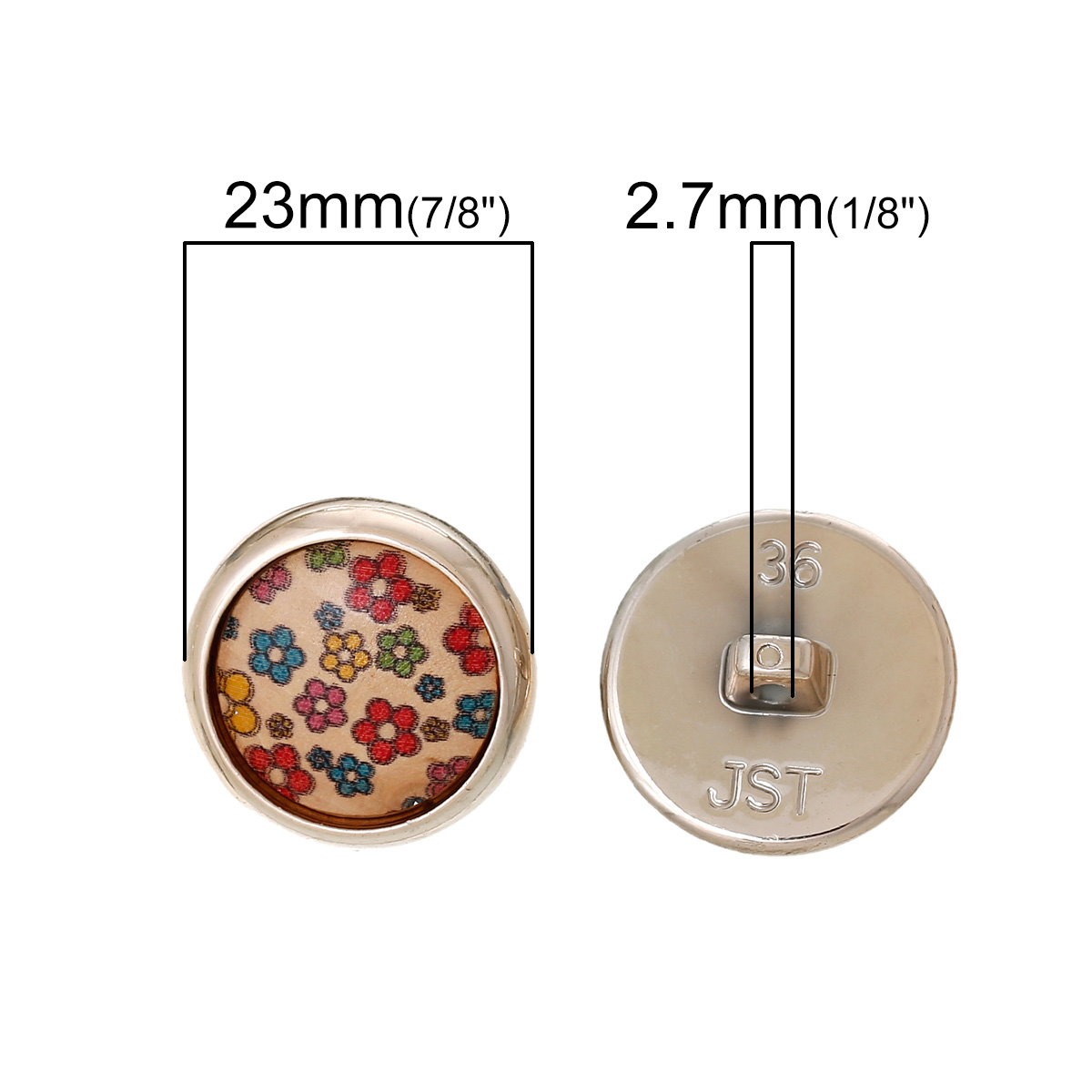 Bild von Natürliches Holz Ösenknöpfe zum Aufnähen Rund Bunt mit Blumen Muster 23mm D 20 Stück