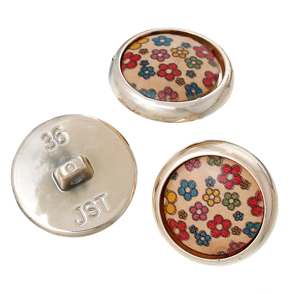 Bild von Natürliches Holz Ösenknöpfe zum Aufnähen Rund Bunt mit Blumen Muster 23mm D 20 Stück