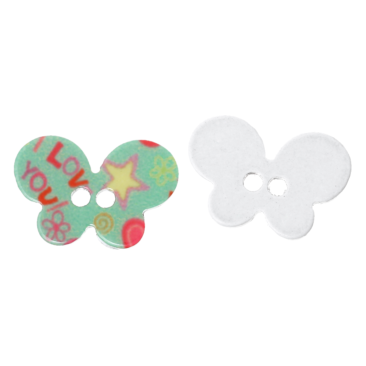 Imagen de Acrílico Costura Botón de Costura ScrapbookingMariposa Al Azar Dos Agujeros  25mm x 17mm, 20 Unidades