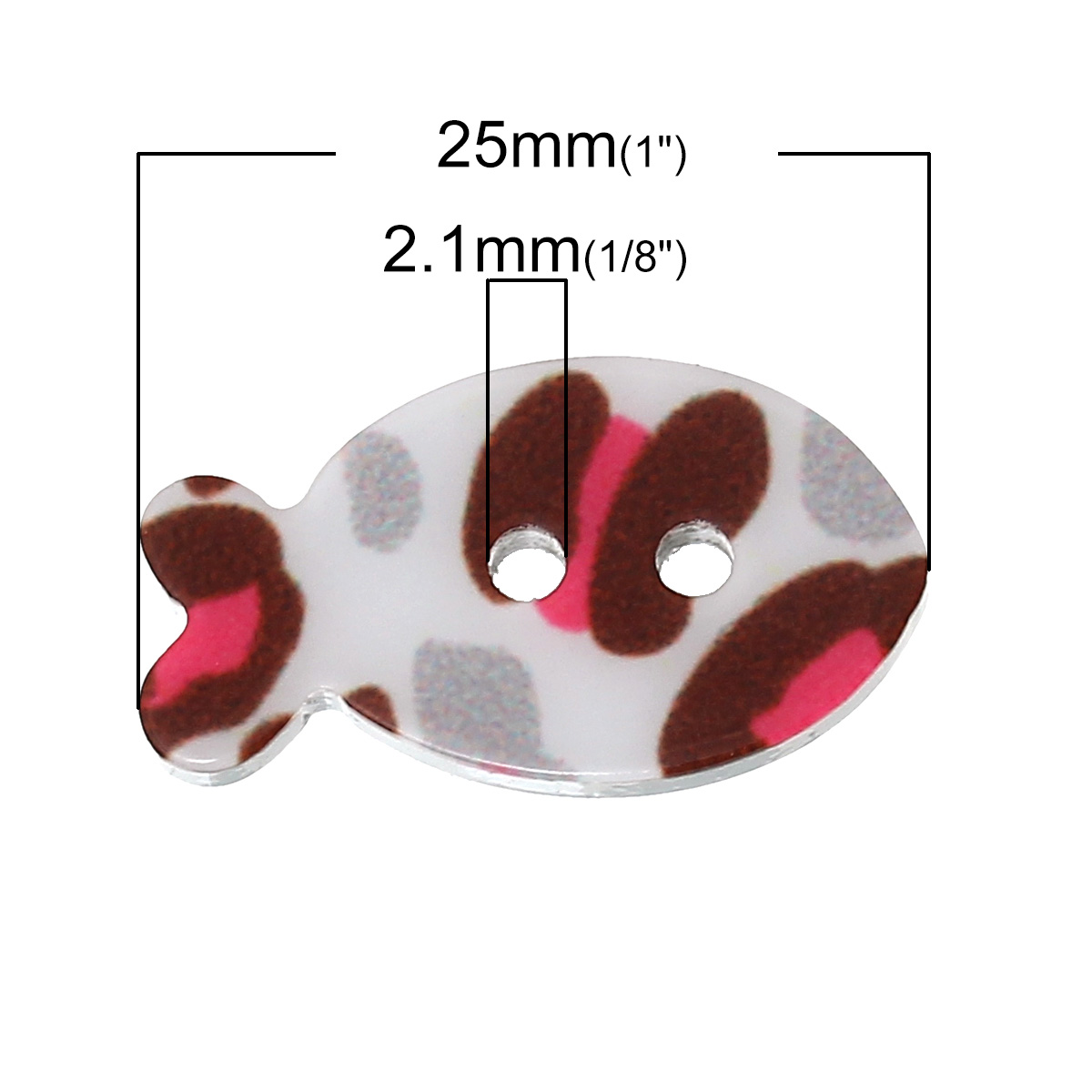 Picture of Acrylic Sewing Buttons Scrapbooking Fish Multicolor 2 Holes 25mm(1") x 14mm( 4/8"), 20 PCs