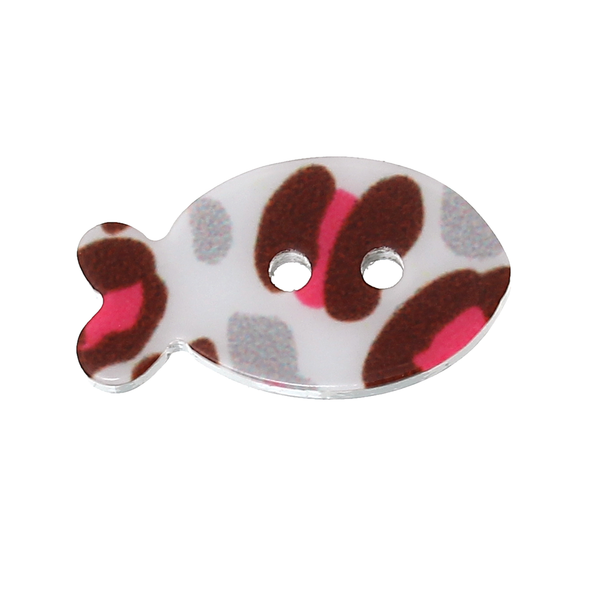 Picture of Acrylic Sewing Buttons Scrapbooking Fish Multicolor 2 Holes 25mm(1") x 14mm( 4/8"), 20 PCs