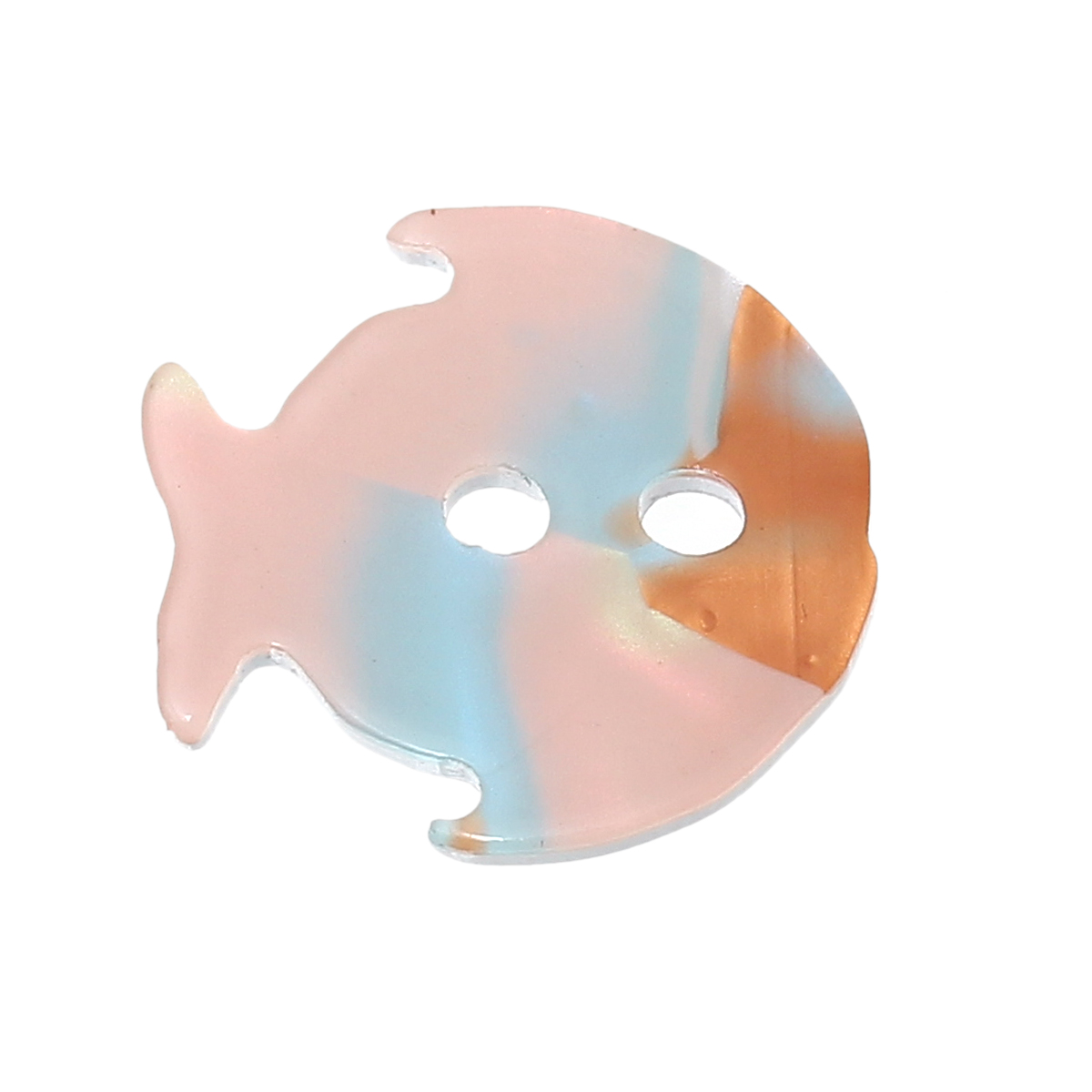 Picture of Acrylic Sewing Buttons Scrapbooking Fish Multicolor 2 Holes 19mm( 6/8") x 18mm( 6/8"), 20 PCs