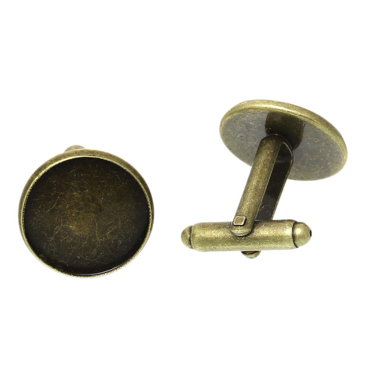 Bild von Messing Manschettenknöpfe Rund Bronzefarbe für 16mm Cabochon 25mm x 18mm 10 Stück
