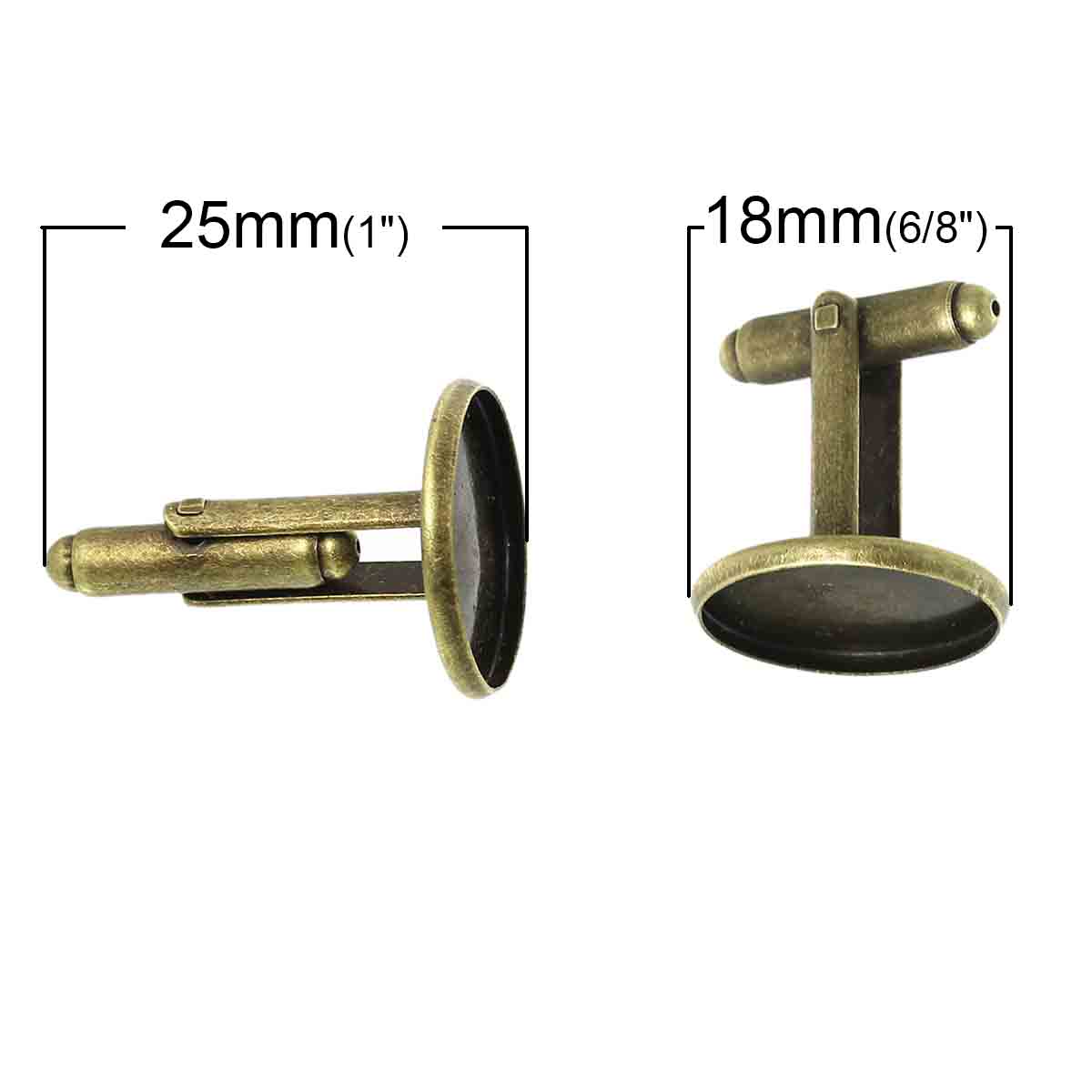 Bild von Messing Manschettenknöpfe Rund Bronzefarbe für 16mm Cabochon 25mm x 18mm 10 Stück