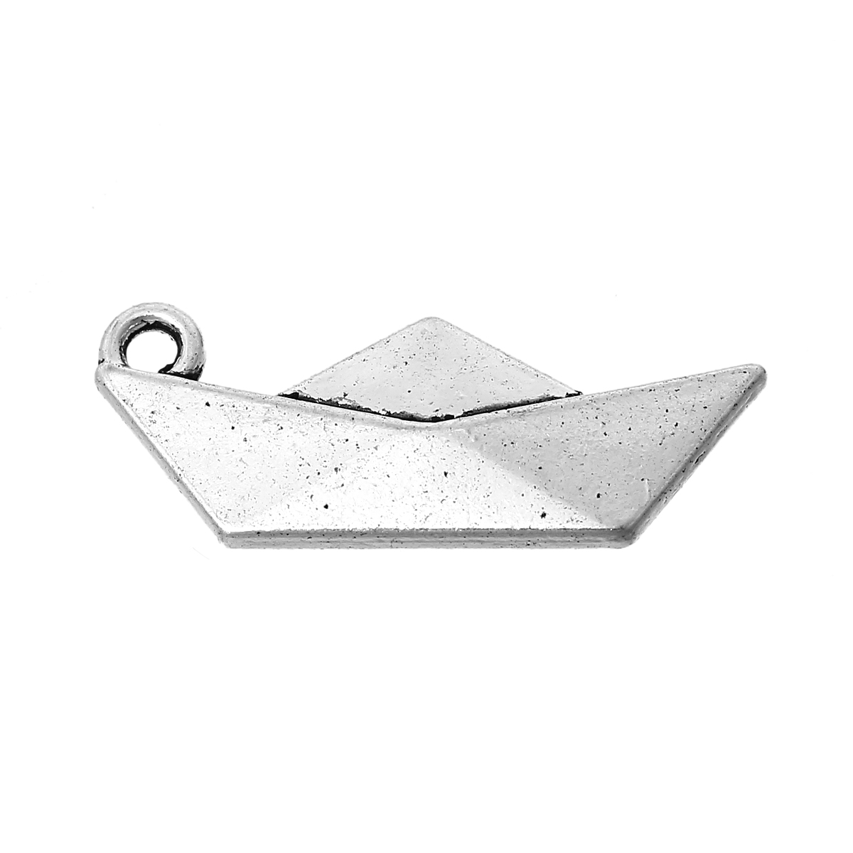 Picture of Zinc Metal Alloy Charm Pendants Paper Boat Antique Silver Color 25mm(1") x 10mm(3/8"), 6 PCs