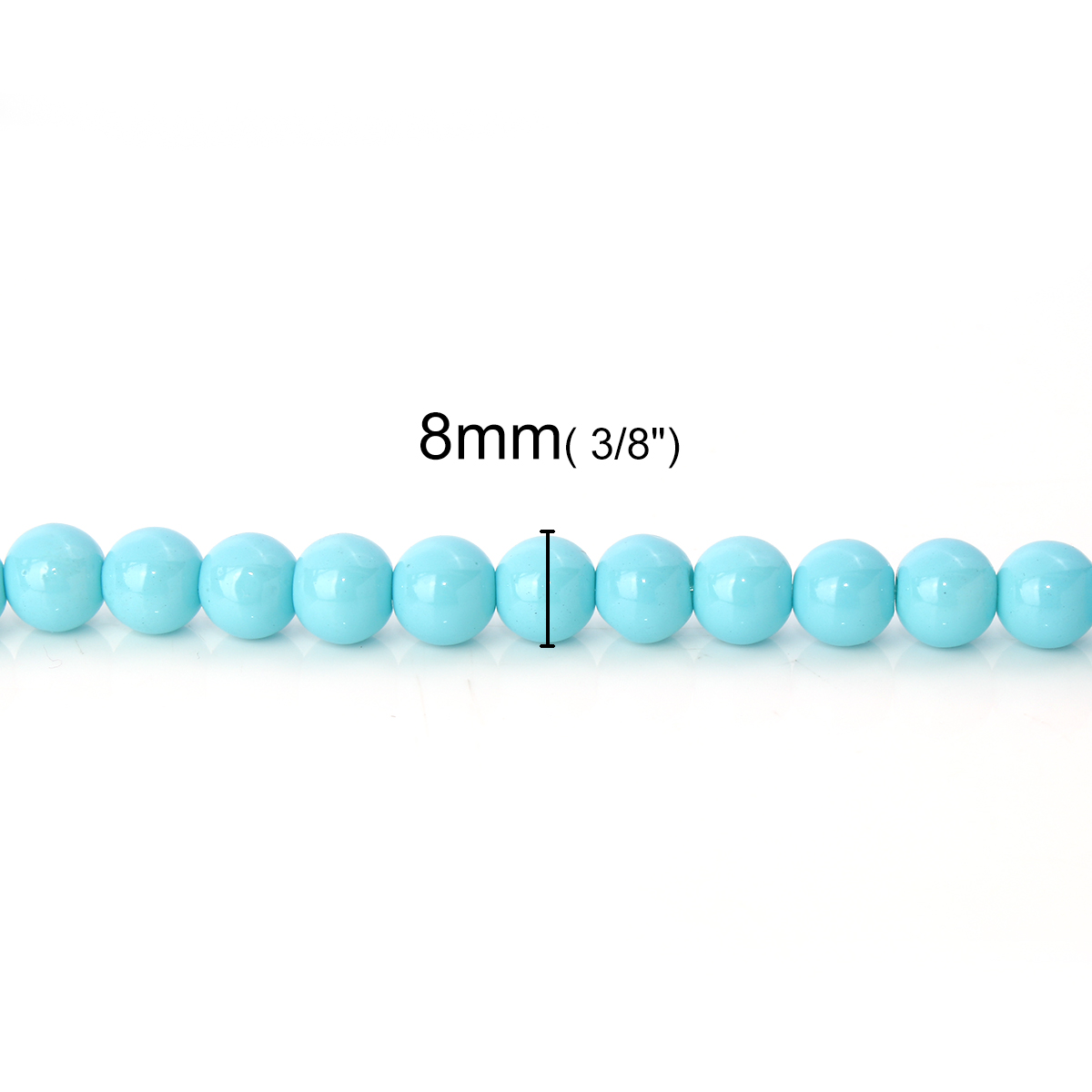 Picture of Glass Loose Beads Round Lake blue About 8mm Dia, Hole: Approx 1.5mm,80.4cm long, 2 Strands (Approx 108 PCs/Strand)