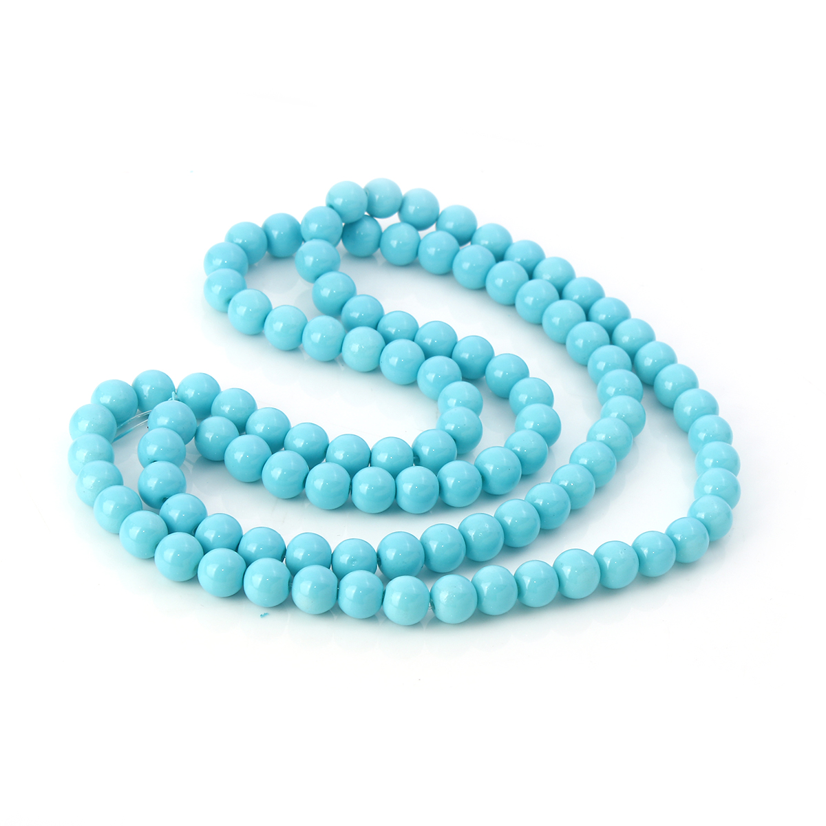 Picture of Glass Loose Beads Round Lake blue About 8mm Dia, Hole: Approx 1.5mm,80.4cm long, 2 Strands (Approx 108 PCs/Strand)