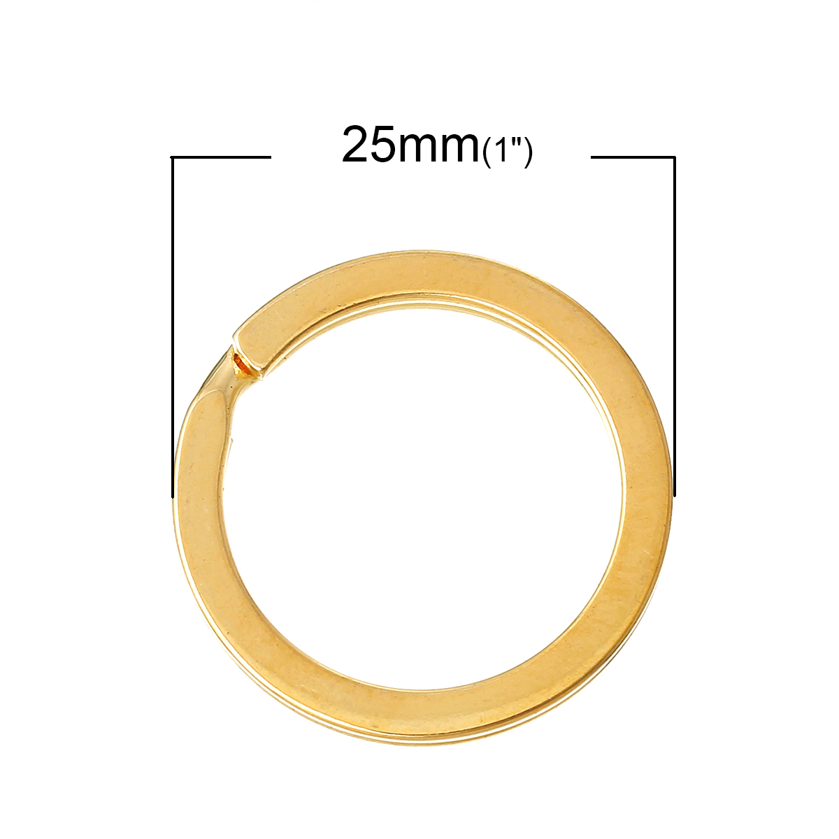 Image de Porte-Clés en Alliage de fer Annulaire Doré Dia. 25mm, 20 Pcs
