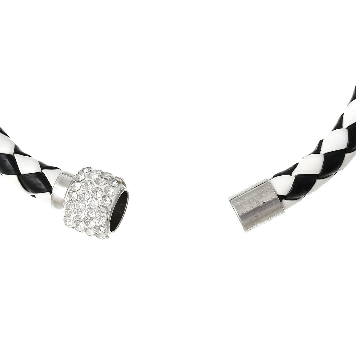 Bild von 5 Strange Messing Einfach Geflochtene Armbänder Schwarz & Weiß Facettiert Transparent Strass