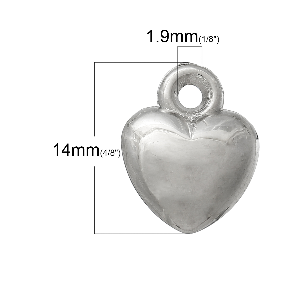 Bild von CCB Plastik Anhänger Herz Silberfarben 14mm x 11mm, 100 Stücke