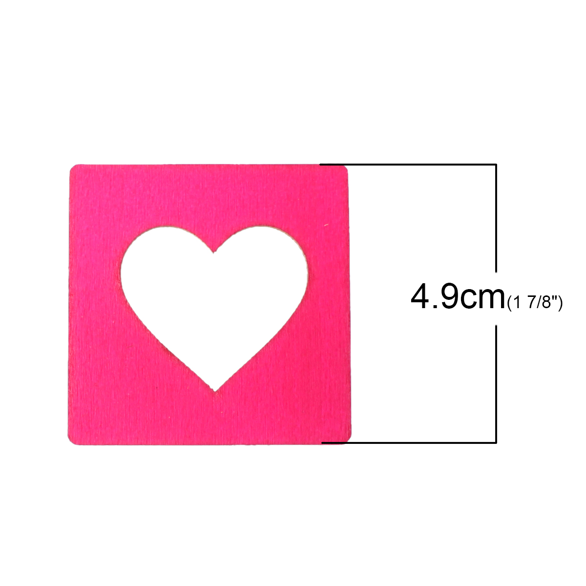 Picture of Natural Wood Embellishments Scrapbooking Square At Random Mixed Heart Pattern 4.9cm(1 7/8") x 4.9cm(1 7/8"), 20 PCs