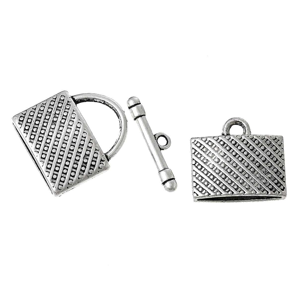 Imagen de 1 Juego Cierres de Palanca Zamak de Bloqueo , Plata Antigua 23mm x 21mm 21mm x 19mm 24mm x 6mm