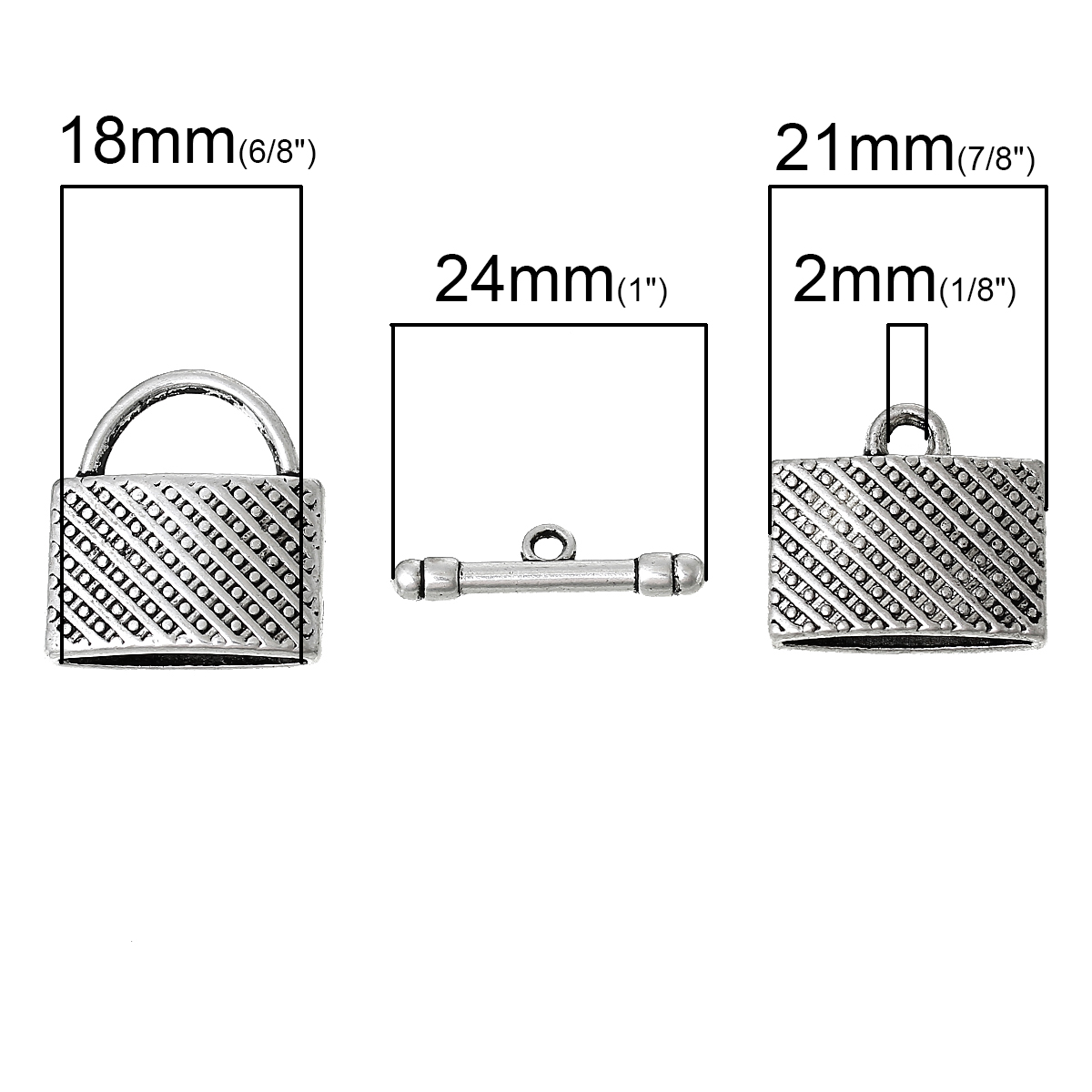 Imagen de 1 Juego Cierres de Palanca Zamak de Bloqueo , Plata Antigua 23mm x 21mm 21mm x 19mm 24mm x 6mm