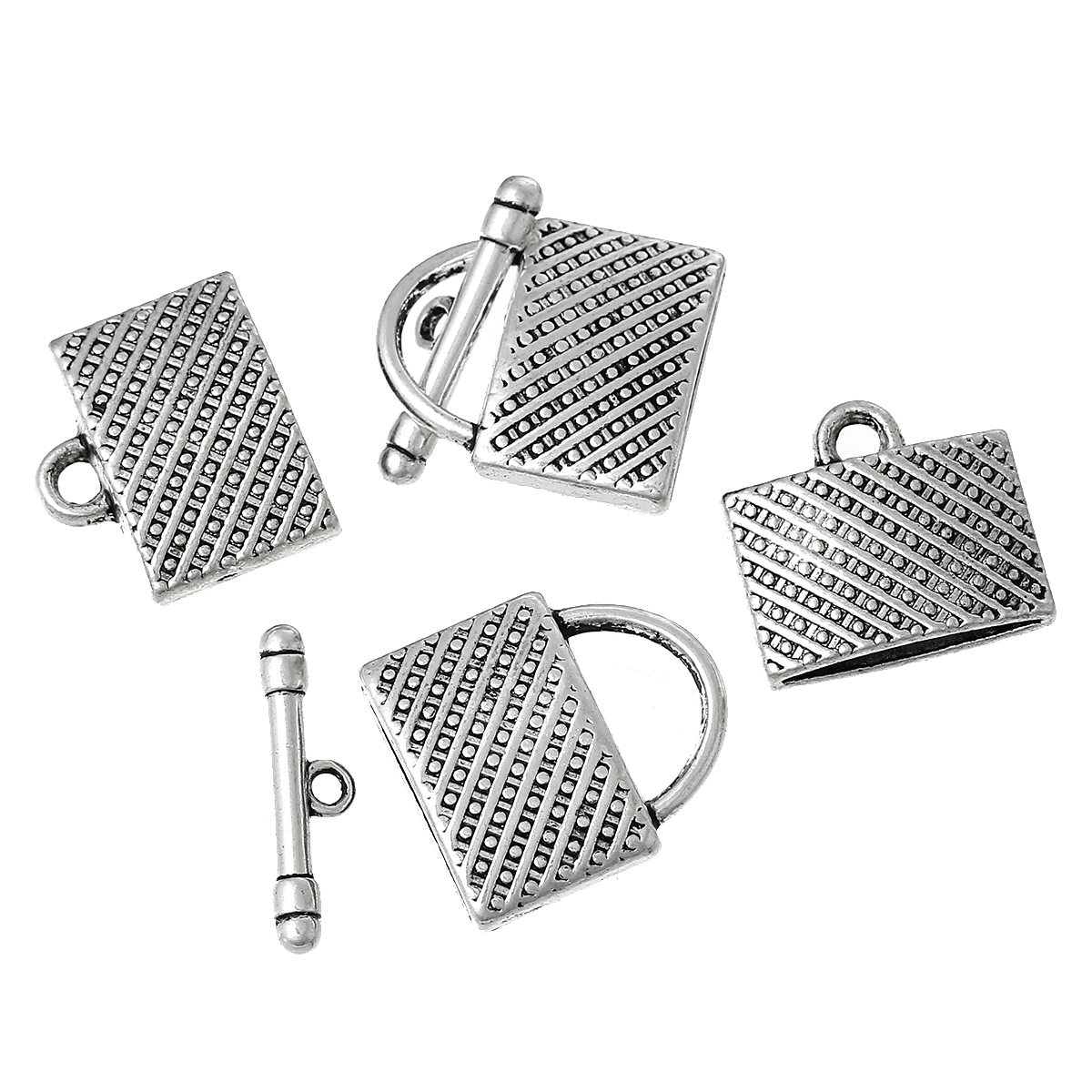 Imagen de 1 Juego Cierres de Palanca Zamak de Bloqueo , Plata Antigua 23mm x 21mm 21mm x 19mm 24mm x 6mm